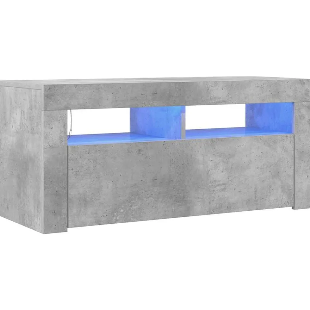vidaXL Meuble TV avec lumières LED 90x35x40 cm