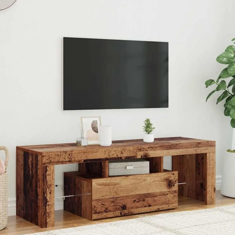 vidaXL Meuble TV avec lumières LED bois d'ingénierie