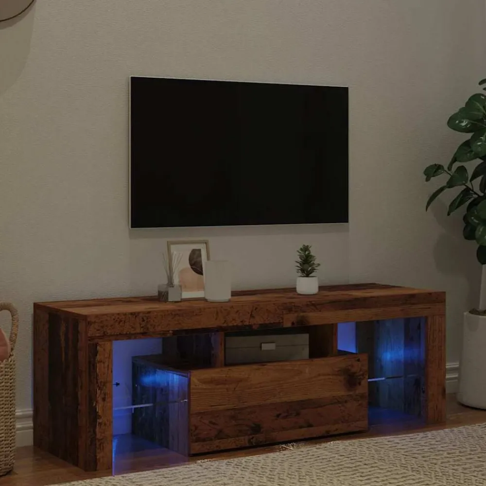 vidaXL Meuble TV avec lumières LED bois d'ingénierie