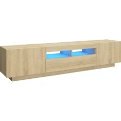 Meubles Tv-vidaXL Meuble TV avec lumières LED Chêne sonoma 180x35x40 cm Ch&ecirc;ne sonoma