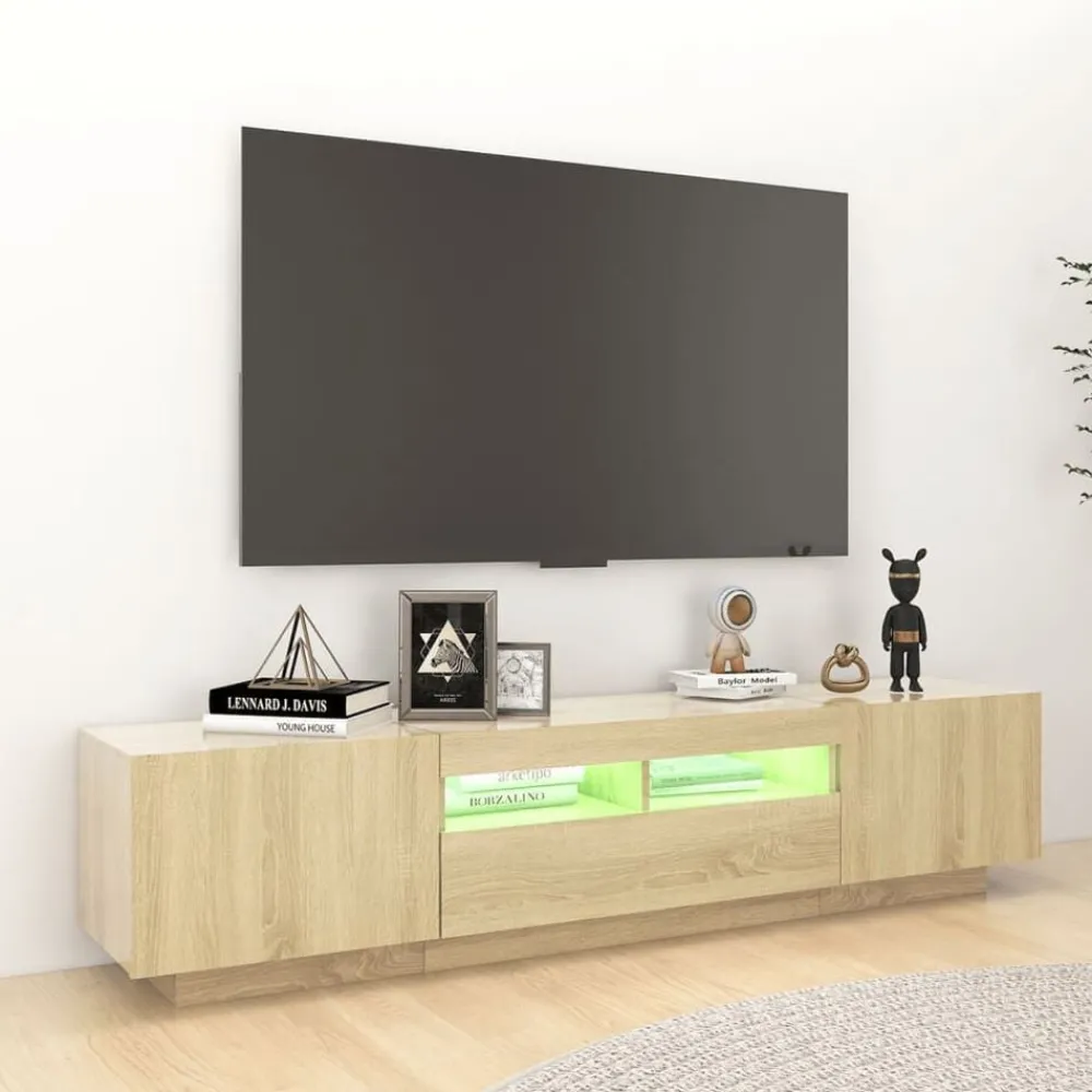 Meubles Tv-vidaXL Meuble TV avec lumières LED Chêne sonoma 180x35x40 cm Chêne sonoma