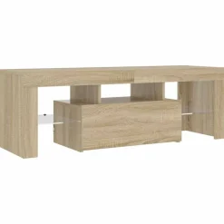 vidaXL Meuble TV avec lumières LED chêne sonoma 120x35x40 cm