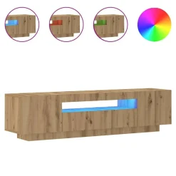 Meubles Tv-vidaXL Meuble TV avec lumières LED chêne artisanal bois d'ingénierie ch&ecirc;ne artisanal
