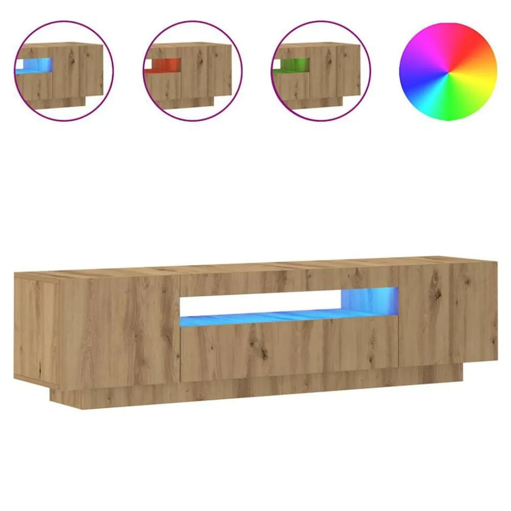 Meubles Tv-vidaXL Meuble TV avec lumières LED chêne artisanal bois d'ingénierie chêne artisanal