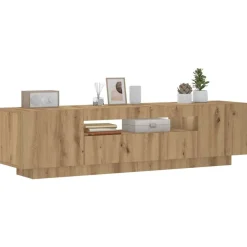 Meubles Tv-vidaXL Meuble TV avec lumières LED chêne artisanal bois d'ingénierie ch&ecirc;ne artisanal