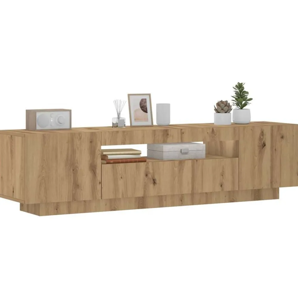Meubles Tv-vidaXL Meuble TV avec lumières LED chêne artisanal bois d'ingénierie chêne artisanal