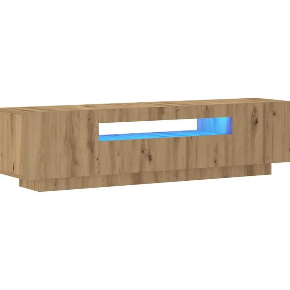 Meubles Tv-vidaXL Meuble TV avec lumières LED chêne artisanal bois d'ingénierie chêne artisanal