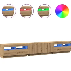 Meubles Tv-vidaXL Meuble TV avec lumières LED chêne artisanal bois d'ingénierie chêne artisanal