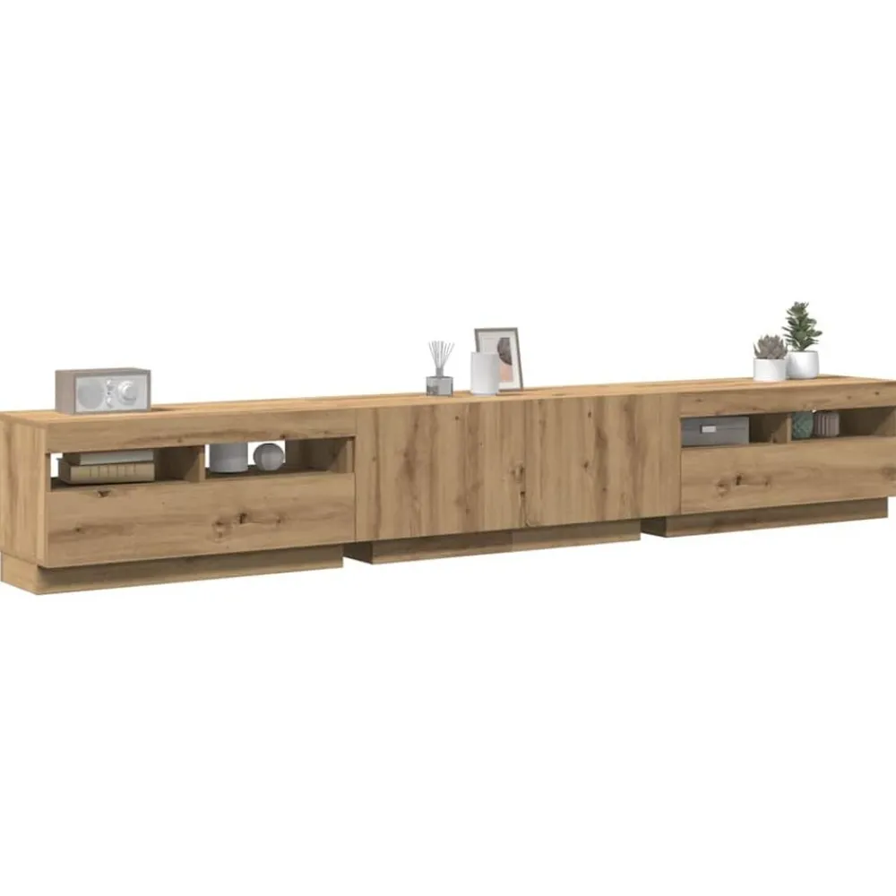 Meubles Tv-vidaXL Meuble TV avec lumières LED chêne artisanal bois d'ingénierie chêne artisanal