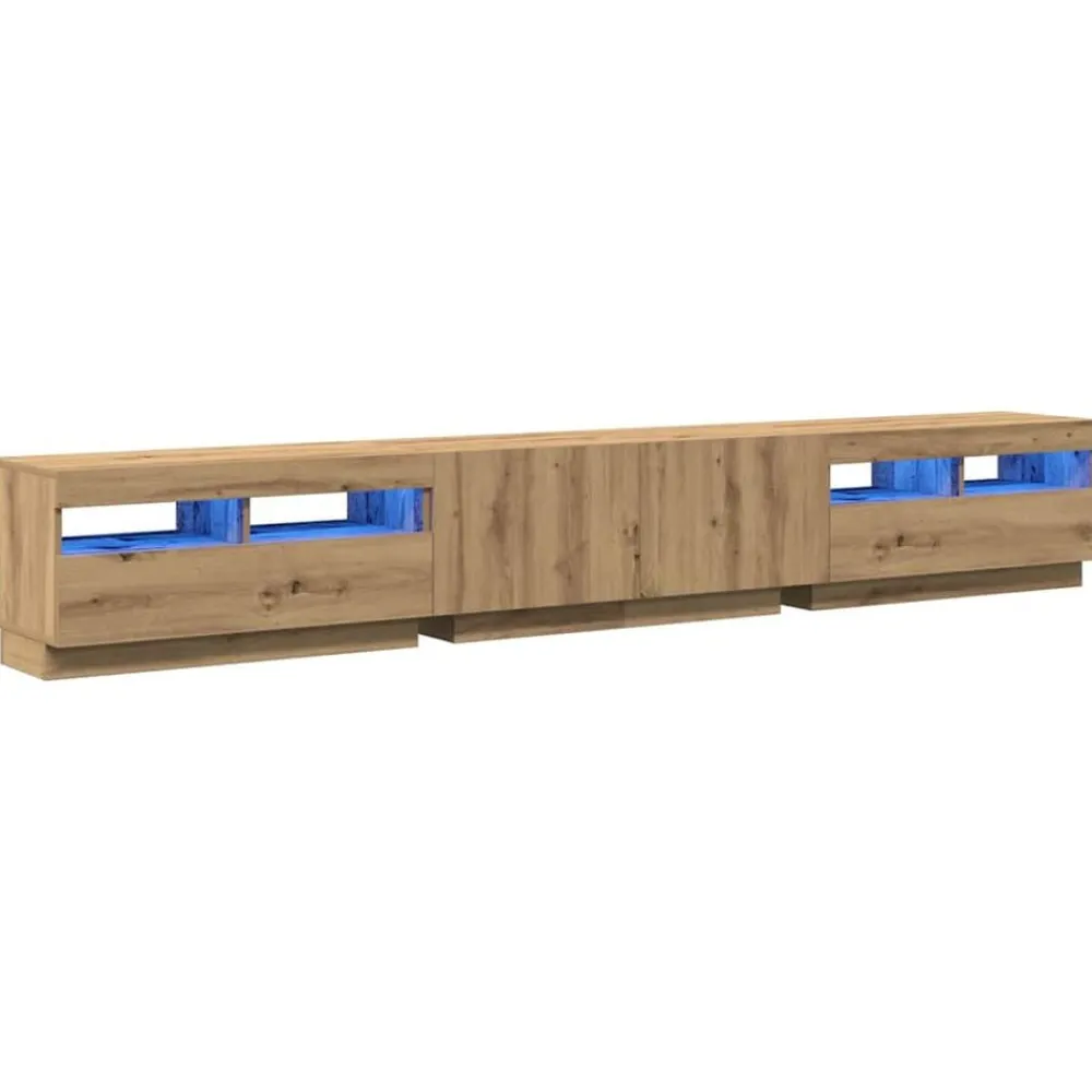 Meubles Tv-vidaXL Meuble TV avec lumières LED chêne artisanal bois d'ingénierie chêne artisanal