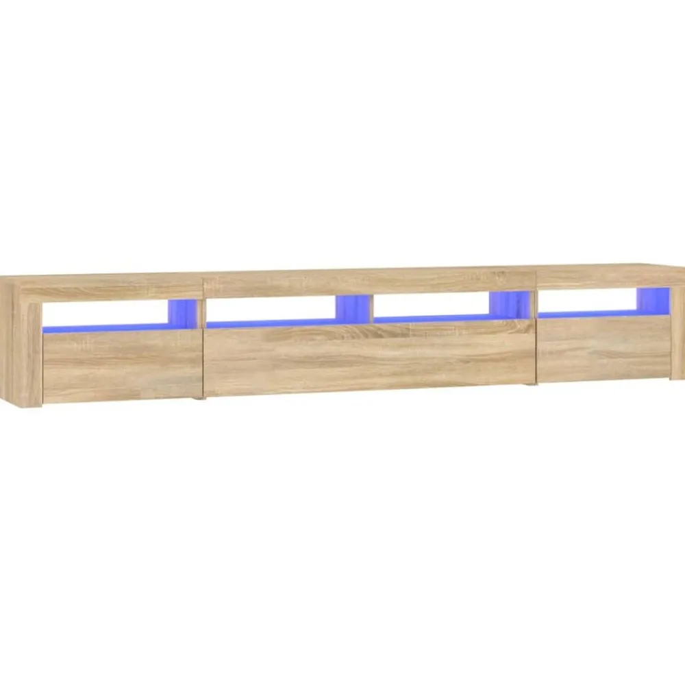Meubles Tv-vidaXL Meuble TV avec lumières LED Chêne sonoma 240x35x40 cm Chêne sonoma