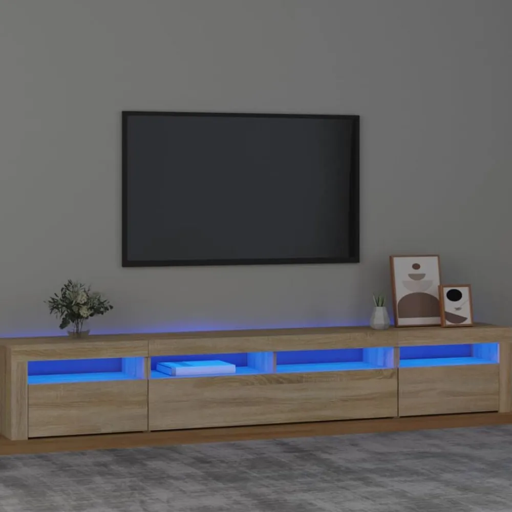 Meubles Tv-vidaXL Meuble TV avec lumières LED Chêne sonoma 240x35x40 cm Chêne sonoma