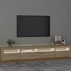 Meubles Tv-vidaXL Meuble TV avec lumières LED Chêne sonoma 240x35x40 cm Chêne sonoma