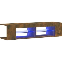 vidaXL Meuble TV avec lumières LED chêne fumé 135x39x30 cm
