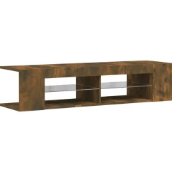 vidaXL Meuble TV avec lumières LED chêne fumé 135x39x30 cm