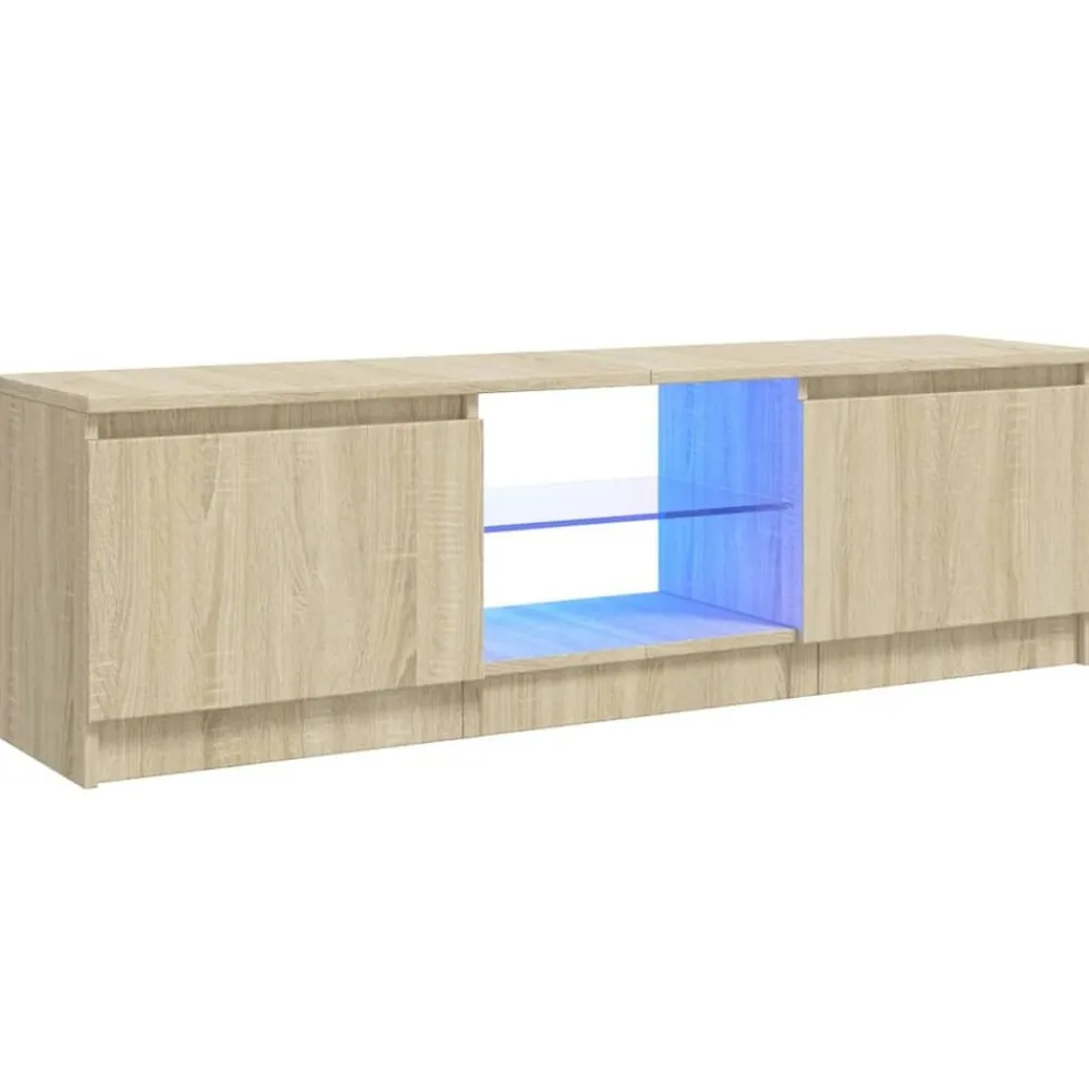 Meubles Tv-vidaXL Meuble TV avec lumières LED chêne sonoma 120x30x36 cm Chêne sonoma