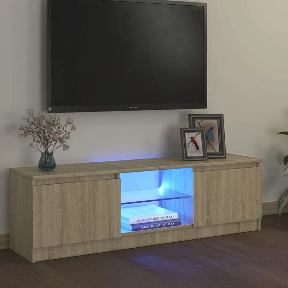 Meubles Tv-vidaXL Meuble TV avec lumières LED chêne sonoma 120x30x36 cm Chêne sonoma
