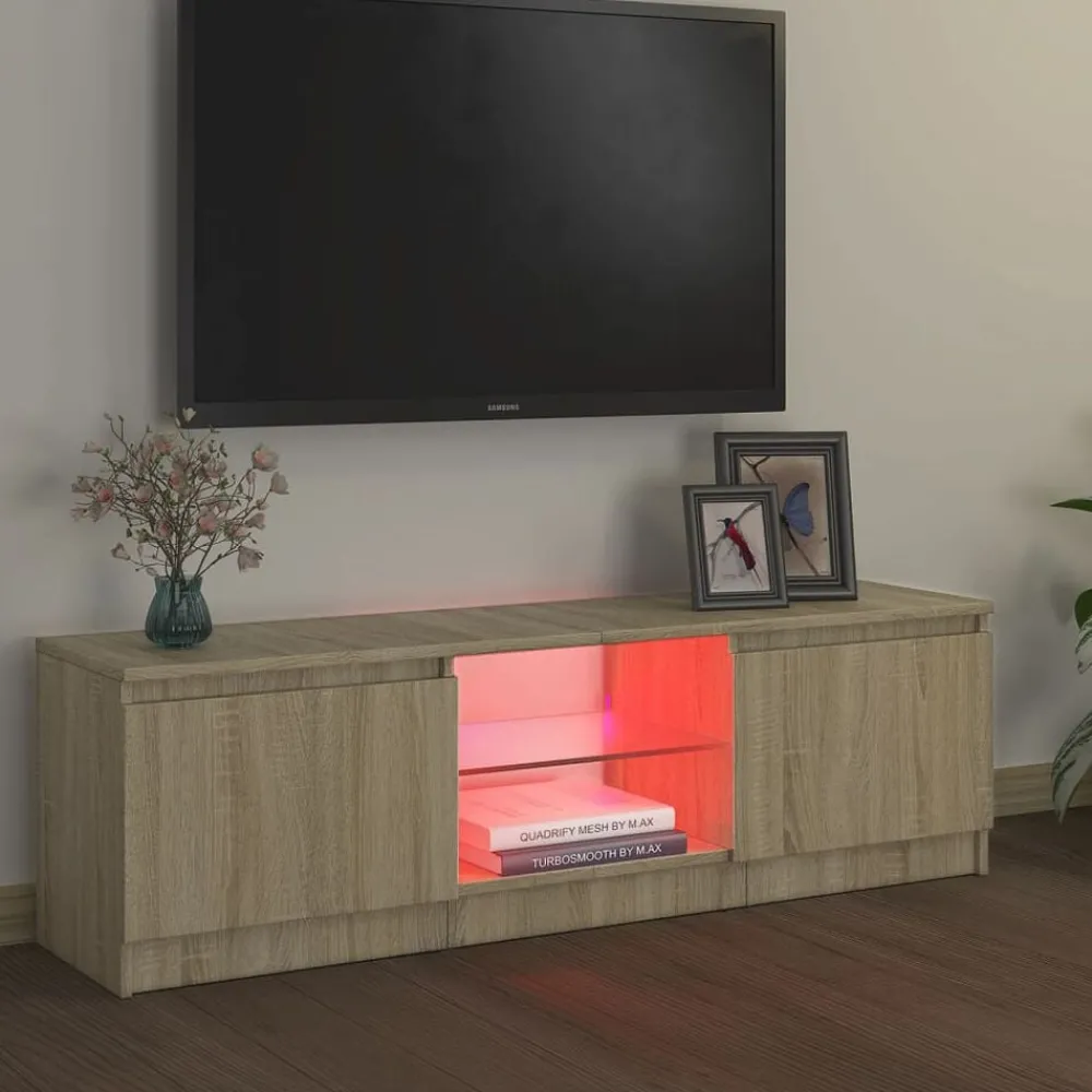 Meubles Tv-vidaXL Meuble TV avec lumières LED chêne sonoma 120x30x36 cm Chêne sonoma