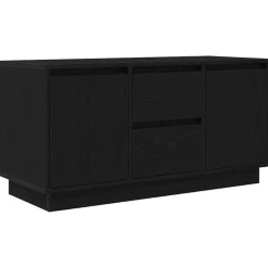 vidaXL Meuble TV avec lumières LED chêne noir 100x41x50 cm