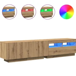 Meubles Tv-vidaXL Meuble TV avec lumières LED chêne artisanal bois d'ingénierie ch&ecirc;ne artisanal