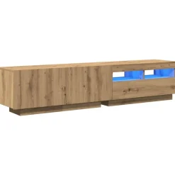 Meubles Tv-vidaXL Meuble TV avec lumières LED chêne artisanal bois d'ingénierie chêne artisanal