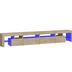 vidaXL Meuble TV avec lumières LED Chêne sonoma 260x36,5x40 cm