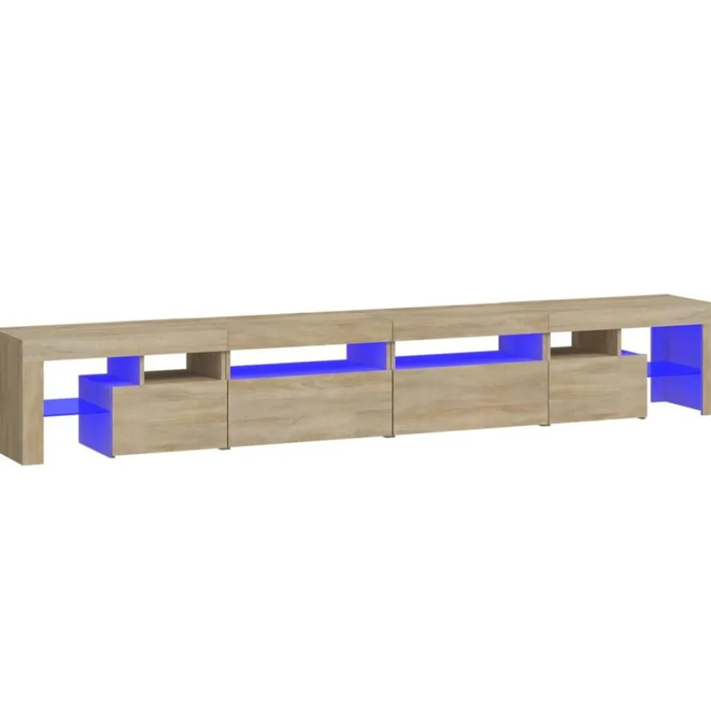 vidaXL Meuble TV avec lumières LED Chêne sonoma 260x36,5x40 cm