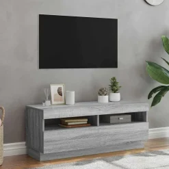 Meubles Tv-vidaXL Meuble TV avec lumières LED 100x35x40 cm Sonoma gris