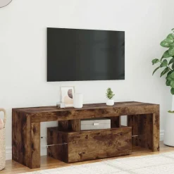vidaXL Meuble TV avec lumières LED chêne fumé 120x35x40 cm