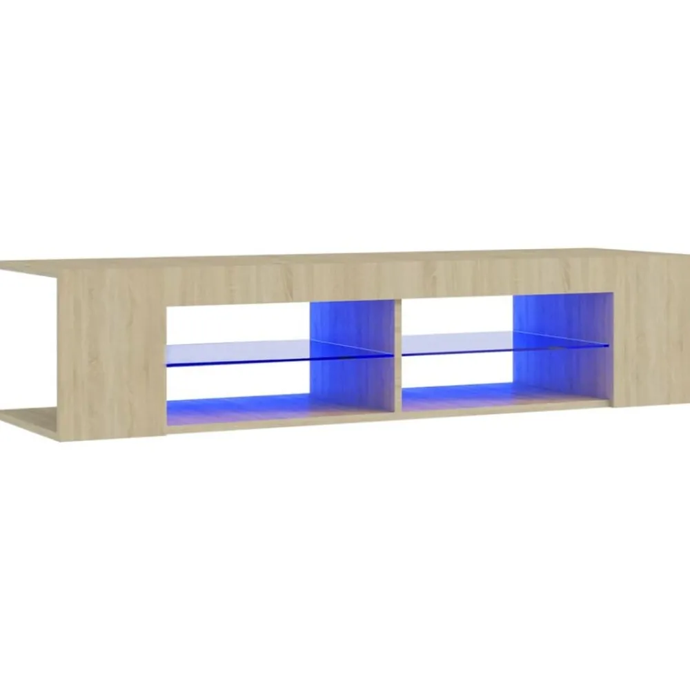 vidaXL Meuble TV avec lumières LED chêne sonoma 135x39x30 cm
