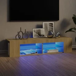 vidaXL Meuble TV avec lumières LED chêne sonoma 135x39x30 cm