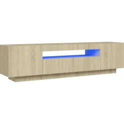 vidaXL Meuble TV avec lumières LED Chêne sonoma 160x35x40 cm