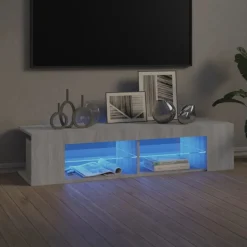 Meubles Tv-vidaXL Meuble TV avec lumières LED 135x39x30 cm Sonoma gris