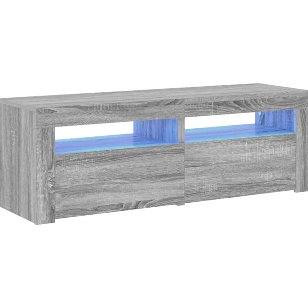 Meubles Tv-vidaXL Meuble TV avec lumières LED 120x35x40 cm Sonoma gris