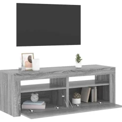 Meubles Tv-vidaXL Meuble TV avec lumières LED 120x35x40 cm Sonoma gris