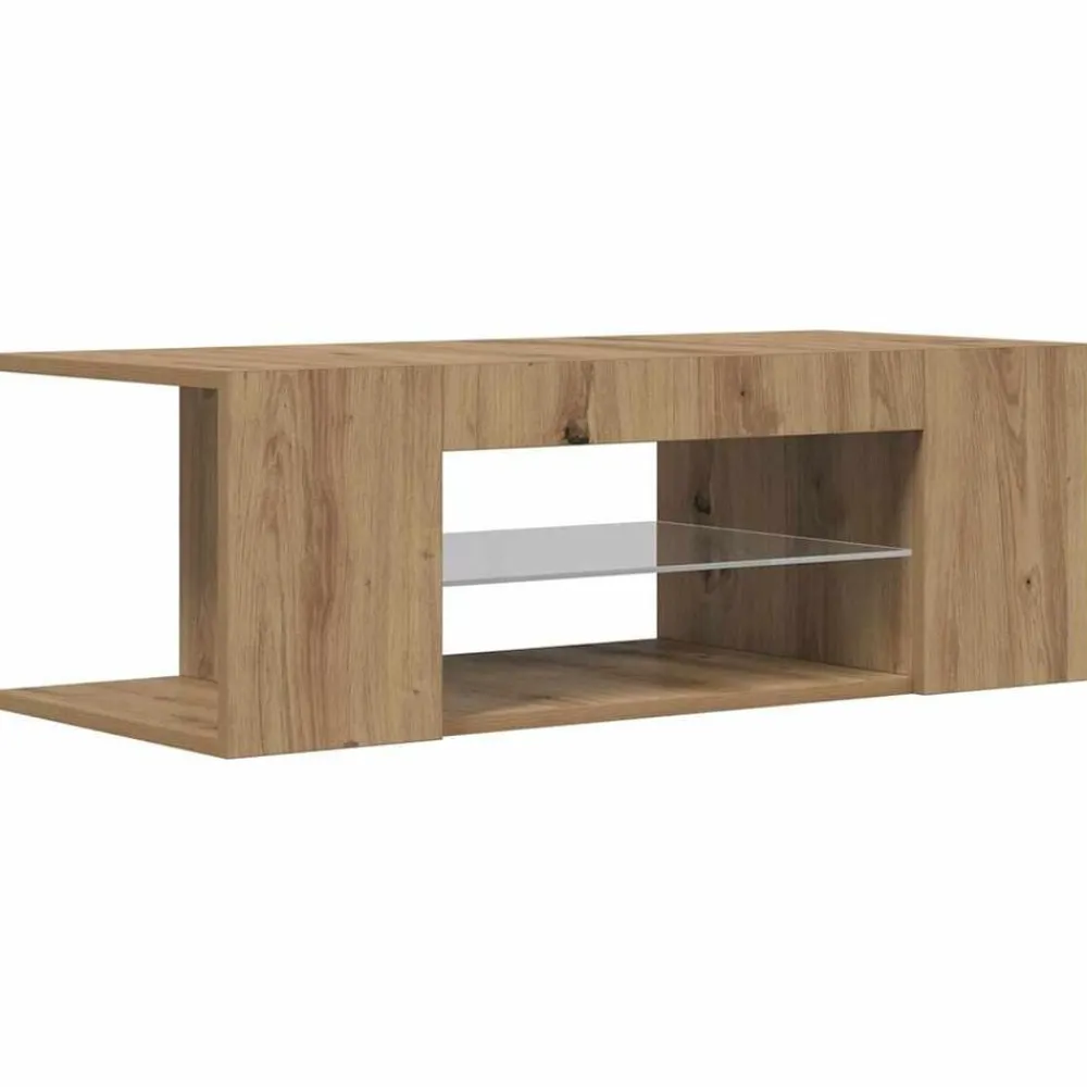 Meubles Tv-vidaXL Meuble TV avec lumières LED chêne artisanal bois d'ingénierie chêne artisanal