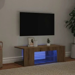 Meubles Tv-vidaXL Meuble TV avec lumières LED chêne artisanal bois d'ingénierie chêne artisanal
