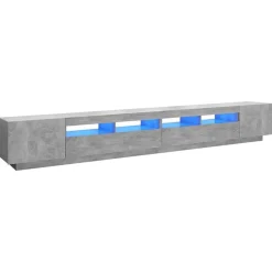 Meubles Tv-vidaXL Meuble TV avec lumières LED 300x35x40 cm Gris béton