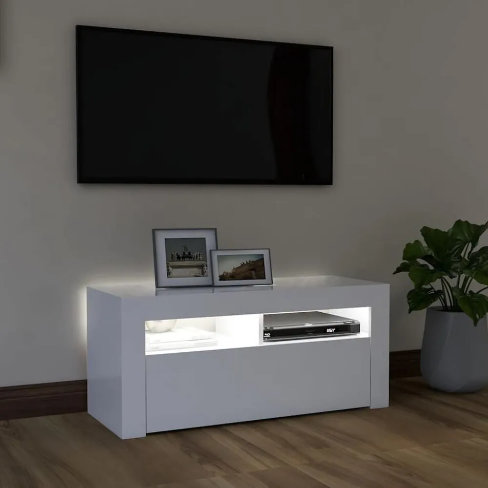 vidaXL Meuble TV avec lumières LED 90x35x40 cm