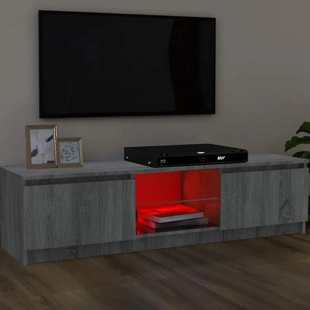 Meubles Tv-vidaXL Meuble TV avec lumières LED 120x30x36 cm Sonoma gris