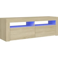 vidaXL Meuble TV avec lumières LED chêne sonoma 120x35x40 cm