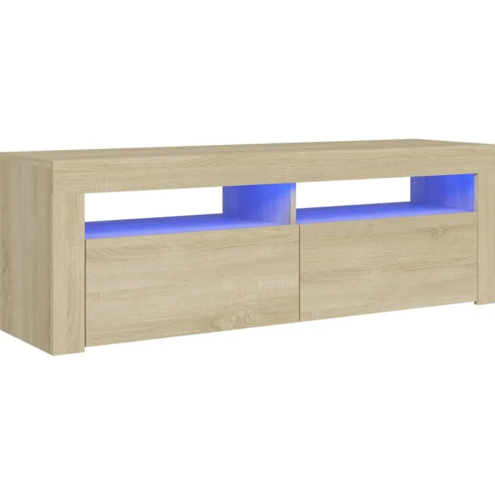 vidaXL Meuble TV avec lumières LED chêne sonoma 120x35x40 cm