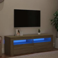 vidaXL Meuble TV avec lumières LED chêne sonoma 120x35x40 cm