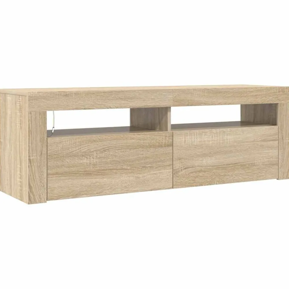 vidaXL Meuble TV avec lumières LED chêne sonoma 120x35x40 cm