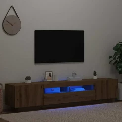 vidaXL Meuble TV avec lumières LED chêne artisanal bois d'ingénierie