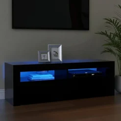 Meubles Tv-vidaXL Meuble TV avec lumières LED 120x35x40 cm Noir
