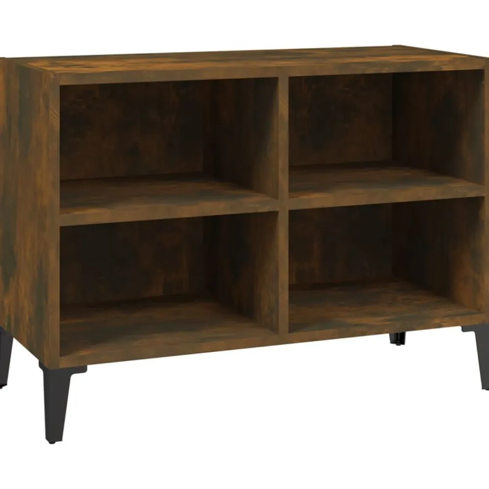 Meubles Tv-vidaXL Meuble TV avec pieds en métal Chêne fumé 69,5x30x50 cm Chêne fumé