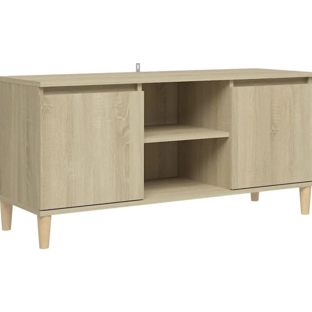 vidaXL Meuble TV avec pieds en bois massif Chêne sonoma 103,5x35x50 cm