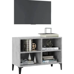 Meubles Tv-vidaXL Meuble TV avec pieds en métal 69,5x30x50 cm Gris béton