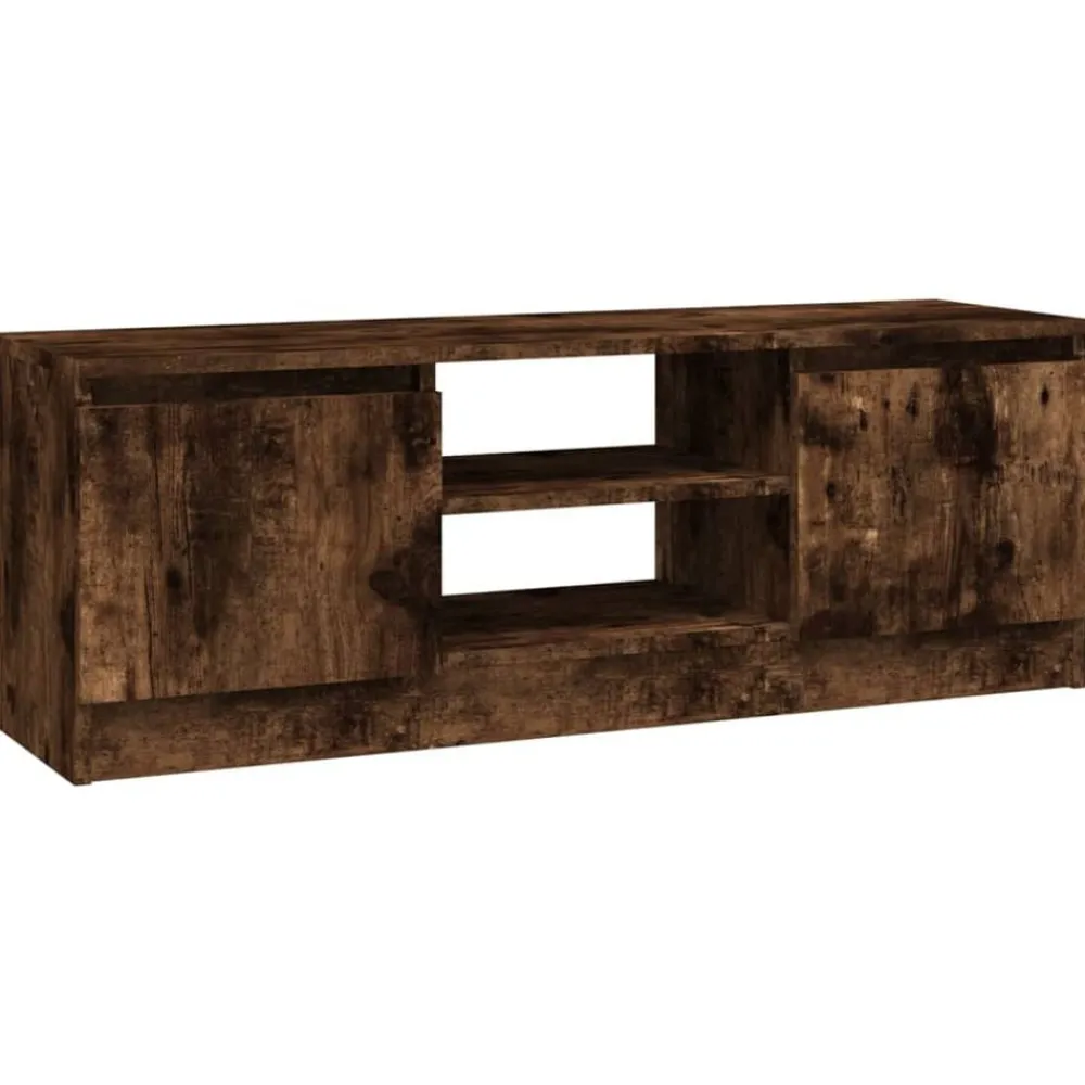vidaXL Meuble TV avec porte Chêne fumé 102x30x36 cm